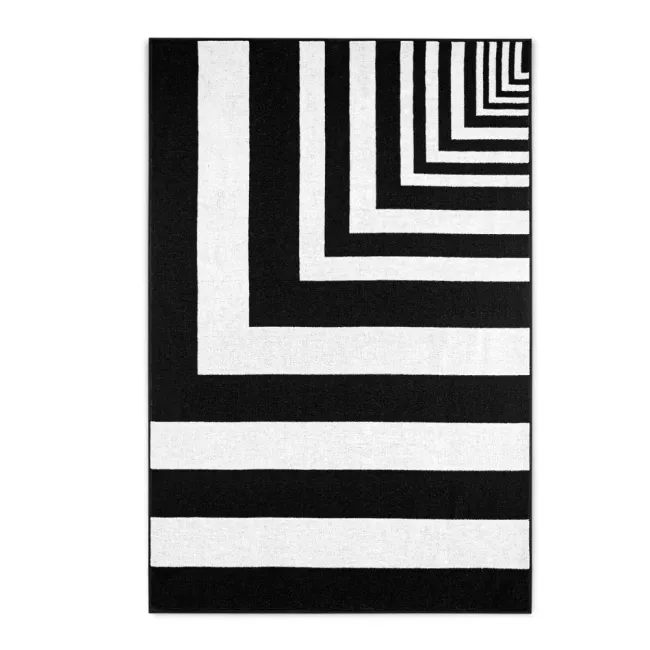 Ręcznik plażowy 100x160 3D czarny biały geometria pasy bawełniany frotte plaża 2 Zwoltex