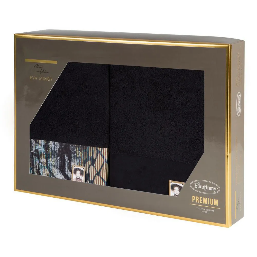Komplet ręczników w pudełku Carla 2szt 50x90 czarny 500g/m2 frotte Eva Minge Eurofirany