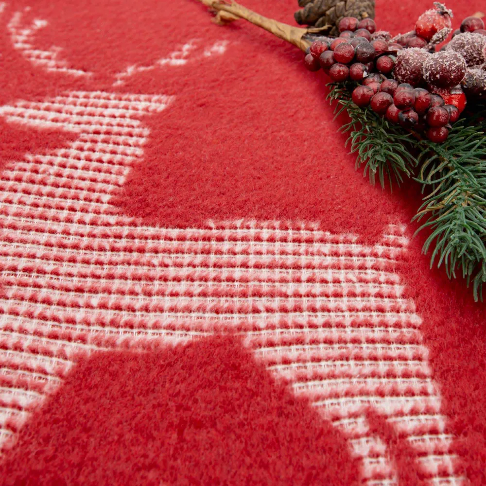 Koc bawełniany akrylowy 150x200           Świąteczny szary czerwony renifery serca 23400A Darymex 23