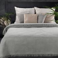 Koc bawełniany akrylowy 150x200 Akryl 7 srebrny jednobarwny z frędzlami Premium narzuta na łóżko Eurofirany