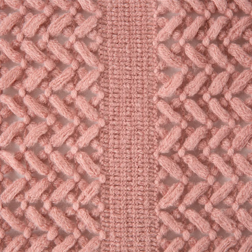 Koc pleciony z frędzlami 130x170 różowy Akryl 1 Mila Line akrylowy narzuta na łóżko Eurofirany