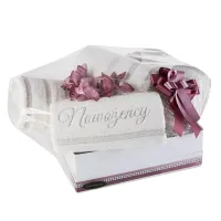 Komplet ręczników 5szt T/0303 kremowy Nowożeńcy zestaw upominkowy w pudełku Glory na prezent Eurofirany