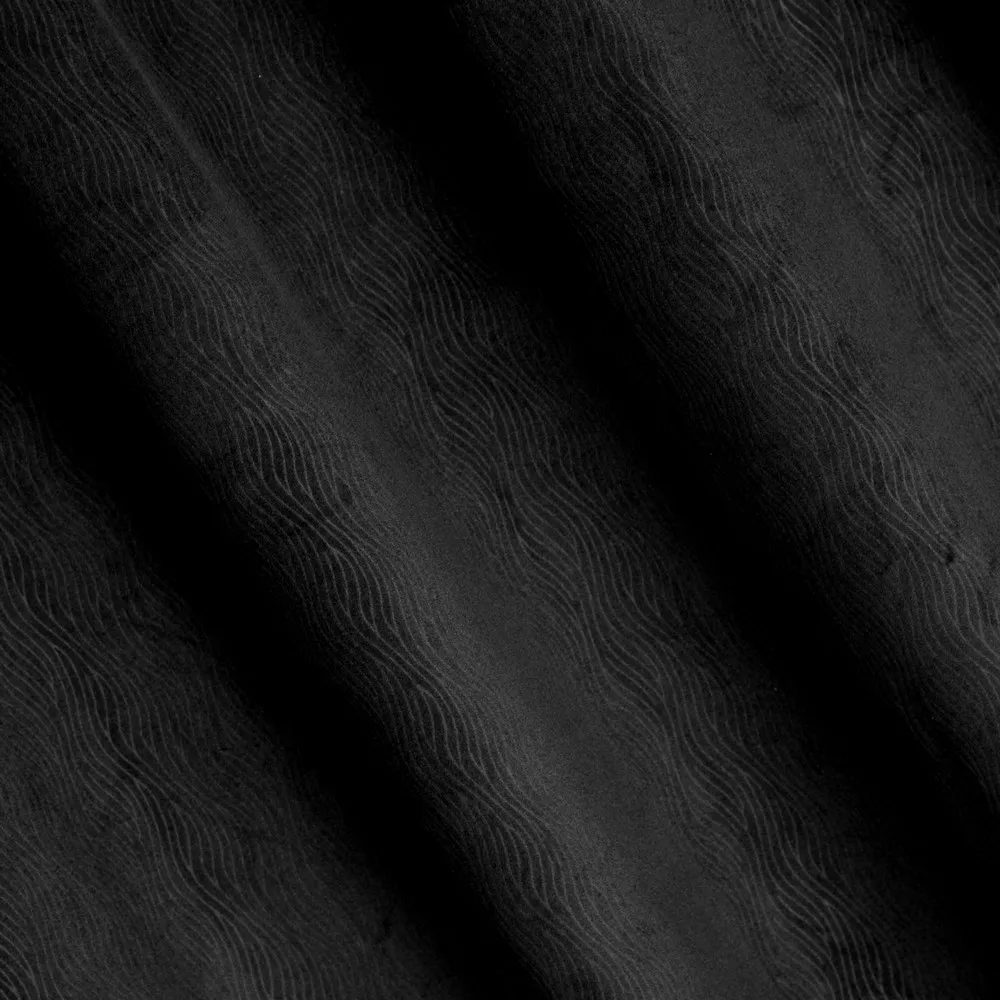 Zasłona 140x250 Lili czarna gotowa na przelotkach welwetowa z efektownym falującym wytłoczeniem Eurofirany