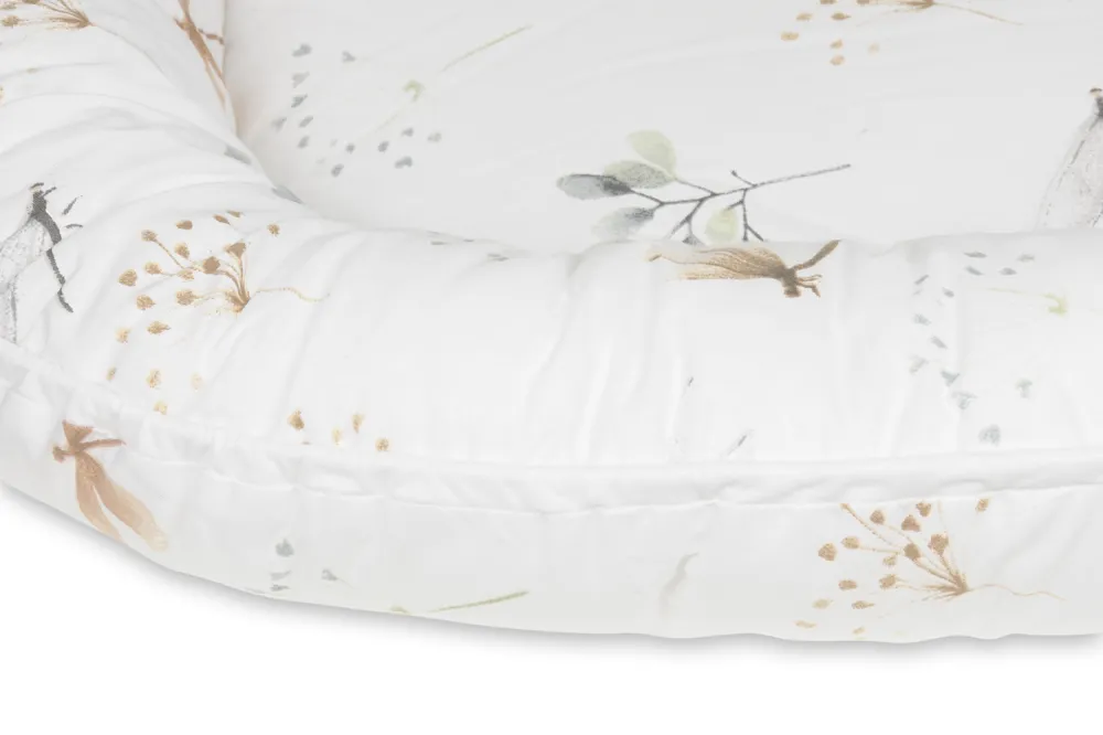 Gniazdko niemowlęce Prestige natural      cotton 55x80 białe ważki materacyk pozycjonujący