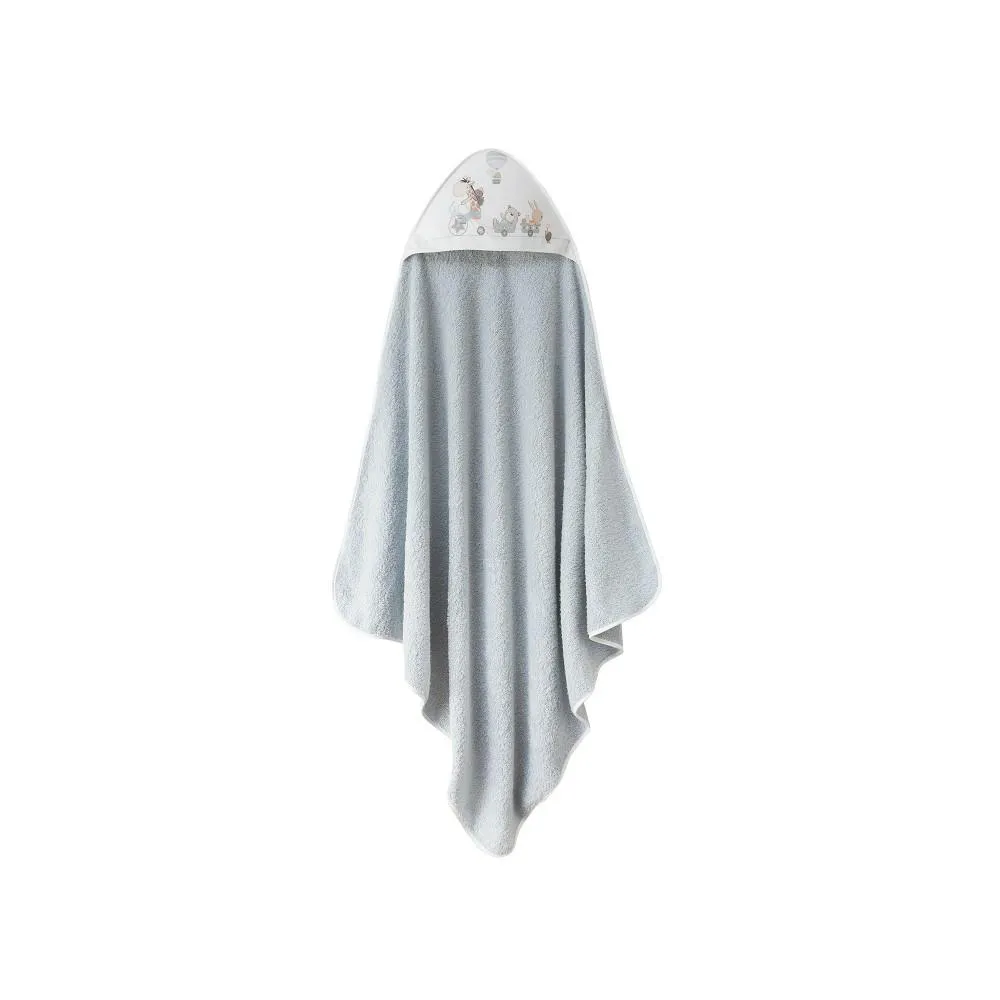 Okrycie kąpielowe 100x100 Żyrafa szary    ręcznik z kapturkiem + śliniaczek bawełniany frotte