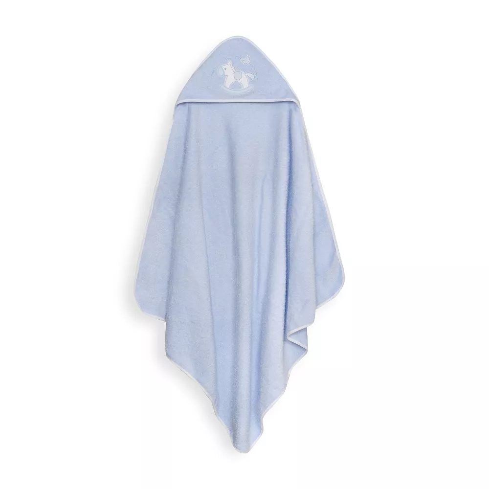 Okrycie kąpielowe 100x100 Caballito  niebieski ręcznik z kapturkiem + śliniaczek
