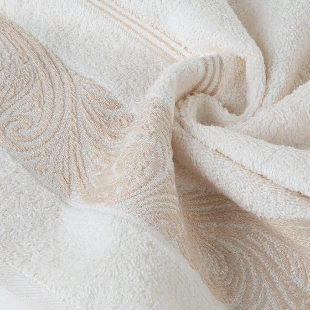 Ręcznik Sylwia 1 50x90 kremowy frotte     z żakardową bordiurą 500g/m2 Eurofirany