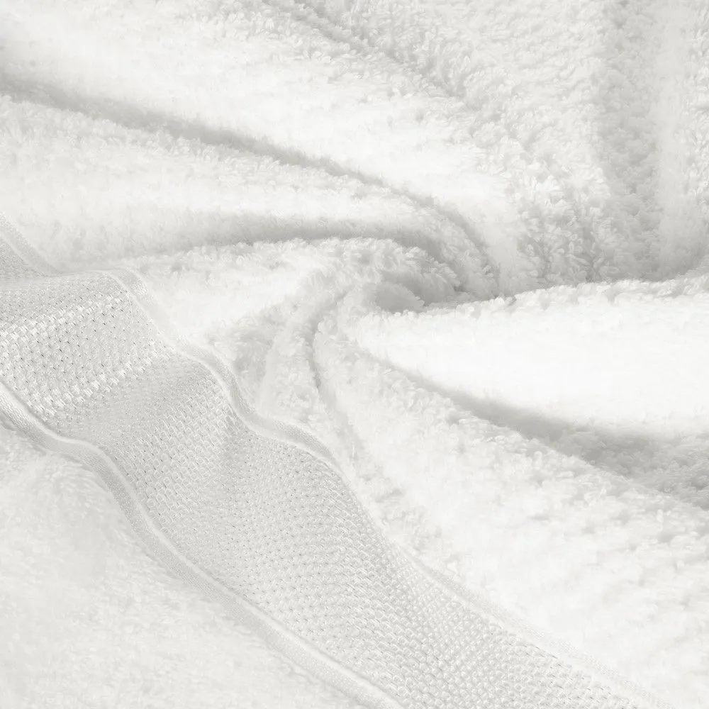 Ręcznik Milan 70x140 biały frotte 500m/g2 bawełniany z bordiurą przetykaną błyszczącą nicią Eurofirany
