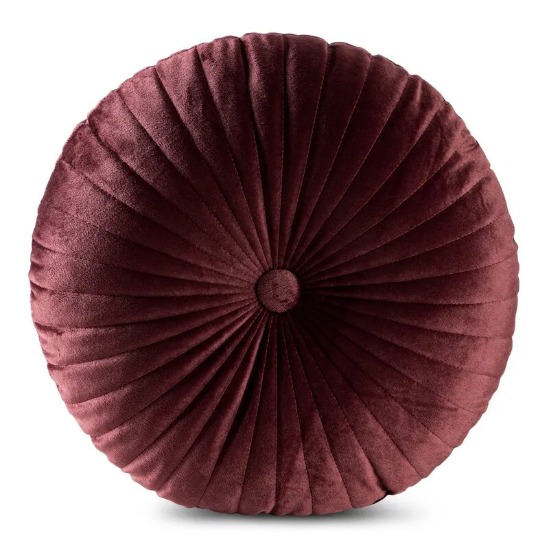 Poduszka dekoracyjna 40 cm Velvet         bordowa welurowa okrągła Eurofirany
