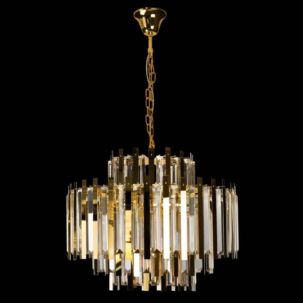 Lampa wisząca sufitowa Dorothy 70x57 dekoracyjna złota z metalowych i kryształowych elementów do salonu sypialni styl nowoczesny klasyczny glamour