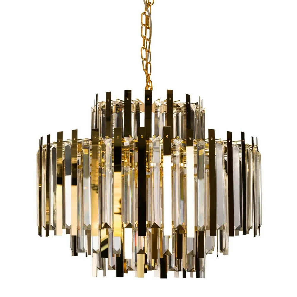Lampa wisząca sufitowa Dorothy 70x57 dekoracyjna złota z metalowych i kryształowych elementów do salonu sypialni styl nowoczesny klasyczny glamour