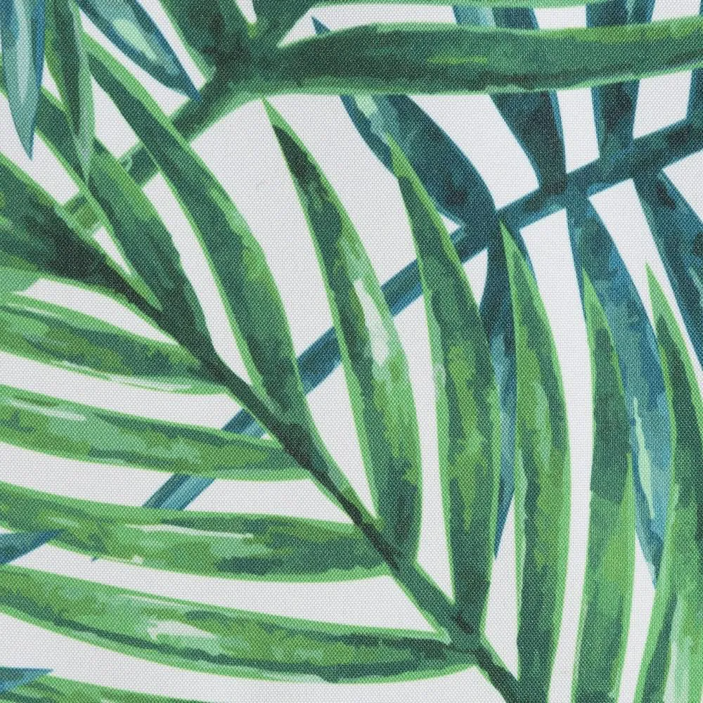 Zasłona gotowa na przelotkach 140x250 Saloma biała zielona liście palmy Eurofirany