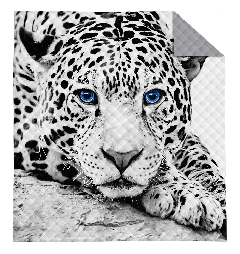 Narzuta dekoracyjna 170x210 Tygrys biała czarna szara K_66 112 Bedspread