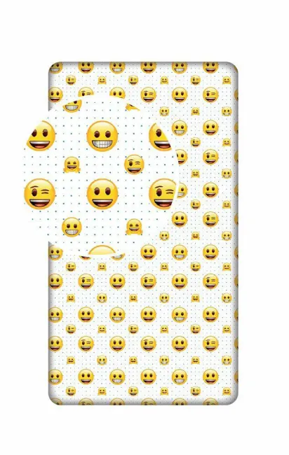 Prześcieradło bawełniane z gumką 90x200 Emotki buźki wesołe emotikony emoji 4178 dla dzieci