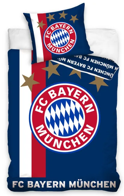 Pościel bawełniana 160x200 Bayern Monachium logo granatowa piłkarska 1292