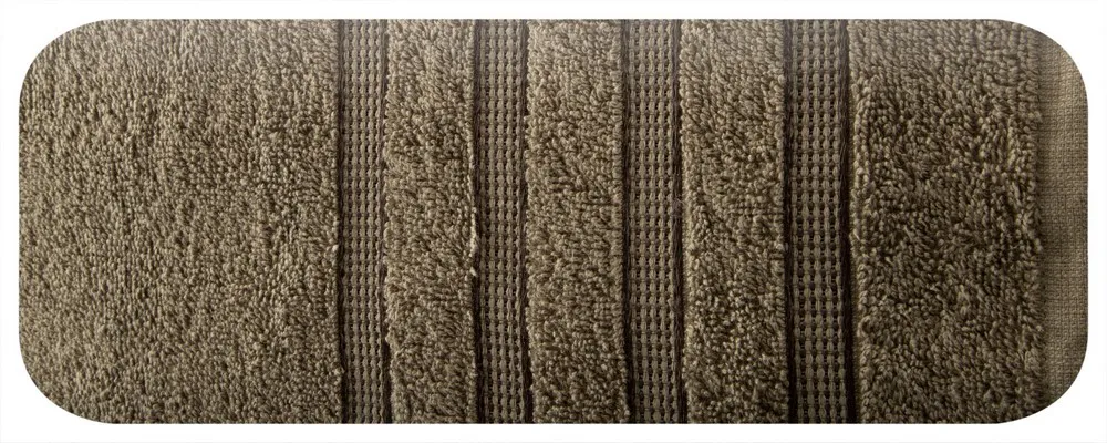 Ręcznik Jade 50x90 brązowy jasny frotte 500g/m2 bawełniany bordiura w delikatne pasy Eurofirany