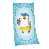 Ręcznik plażowy 75x150 Pan i Pani Panda niebieski dziecięcy bawełniany H23