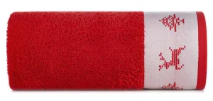 Ręcznik Noel 50x90 czerwony biały renifery świąteczny 01 450 g/m2 Eurofirany