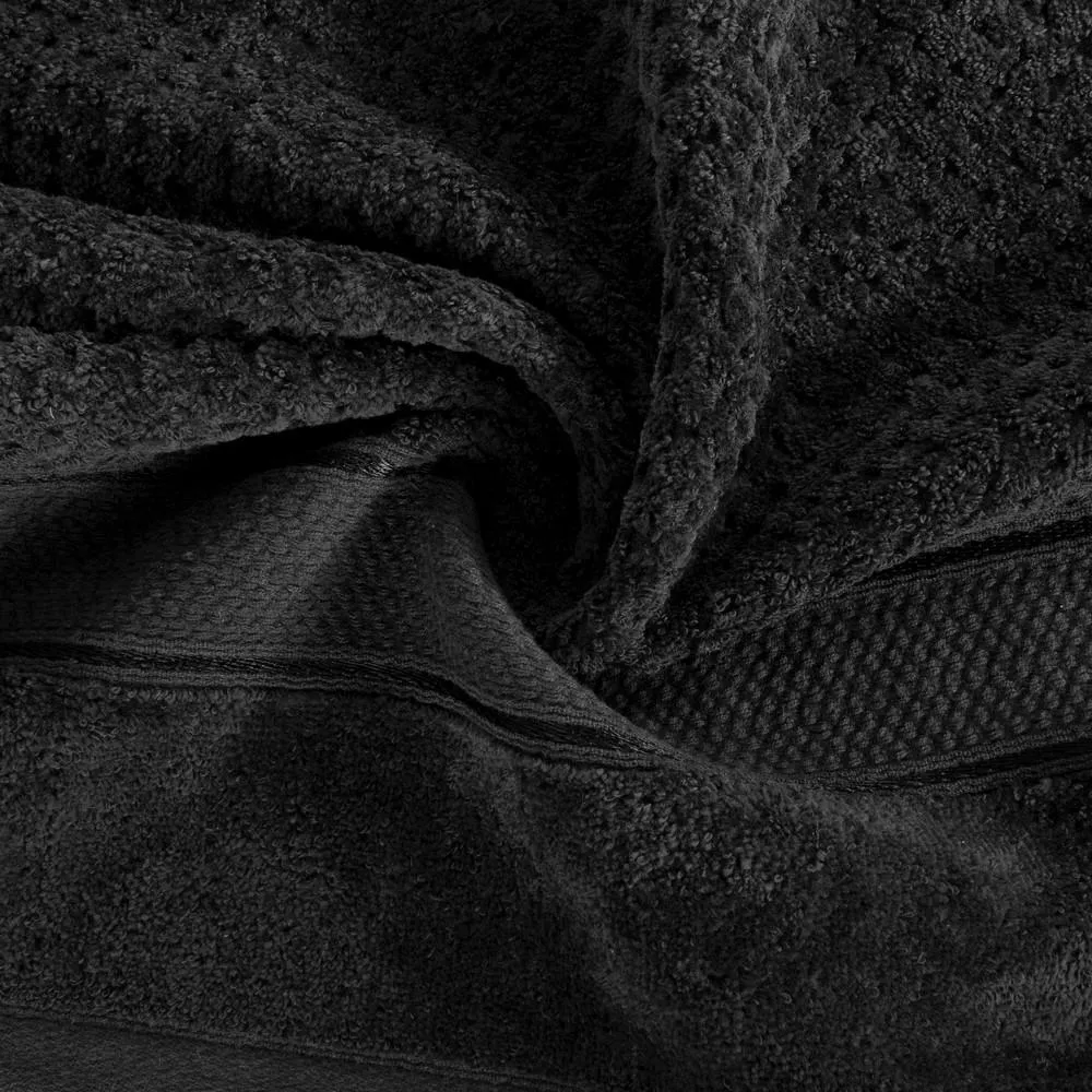 Ręcznik Jessi 30x50 czarny 500g/m2 z fakturą wytłaczanej krateczki i welurową bordiurą frotte Eurofirany