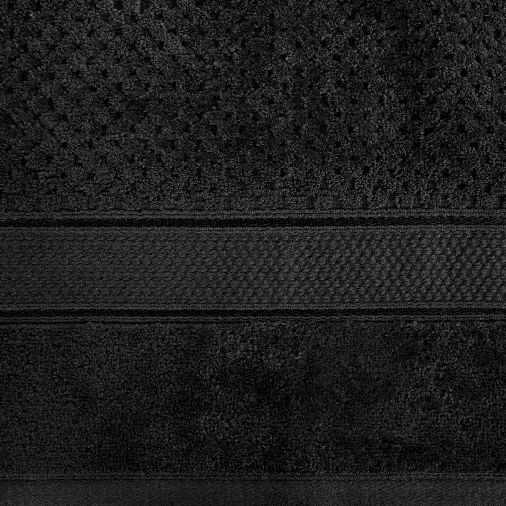 Ręcznik Jessi 30x50 czarny 500g/m2 z fakturą wytłaczanej krateczki i welurową bordiurą frotte Eurofirany