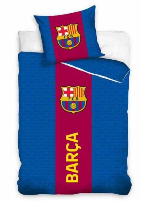 Pościel bawełniana 160x200 FC Barcelona herb poszewka 70x80 dla kibica Carbotex