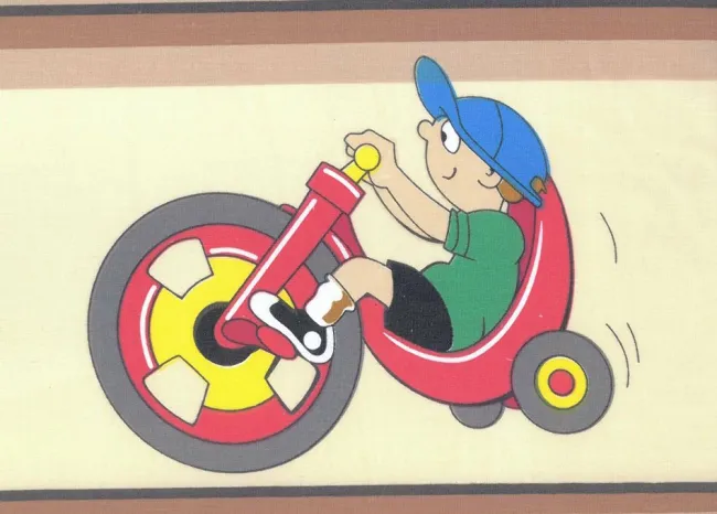 Pościel bawełniana 140x200 beżowa Chłopiec na rowerku