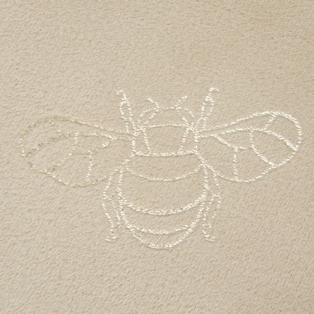 Koc narzuta z mikrofibry 150x200 Stela kremowy z błyszczącym nadrukiem pszczoły Eurofirany
