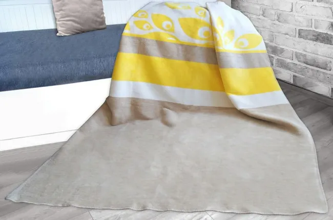 Koc bawełniany akrylowy 150x200 Sunny ekri żółty beżowy Glamour Greno