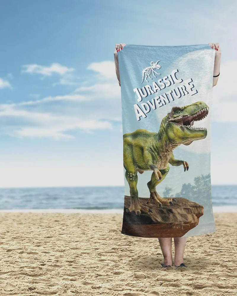 Ręcznik plażowy 70x140 dinozaur zielony błękitny 69_BT plaża 12