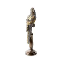 Figurka ceramiczna Kali 1 10x10xx38 papuga srebrna złota Eurofirany
