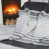 Koc bawełniany akrylowy 150x200 paski Simple stalowy ekri Glamour Greno