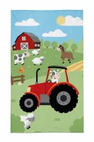 Ręczniczek do przedszkola 30x50 Traktor czerwony kolorowy dziecięcy bawełniany 26T