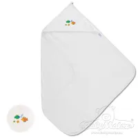 Okrycie kąpielowe niemowlęce 100x100 MAXI biały kolor 01 z ozdobną aplikacją Matex