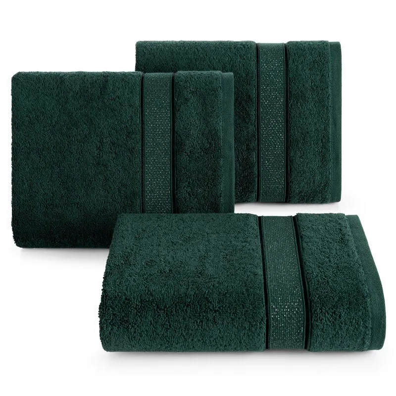 Ręcznik Liana 70x140 zielony ciemny  z błyszczącą nicią 500 g/m2 Eurofirany