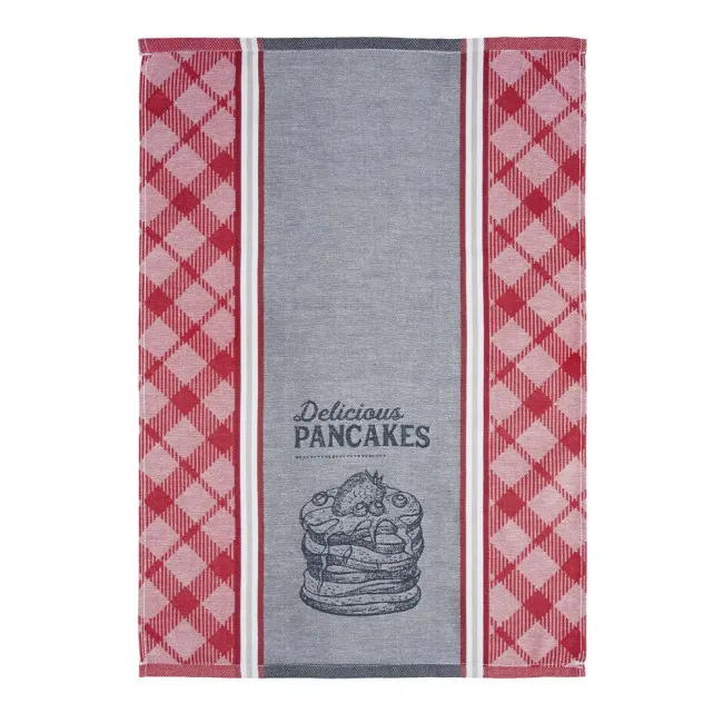 Ścierka kuchenna 50x70 Pancakes czerwona szara kratka 349P bawełniana 285g/m2 Clarysse