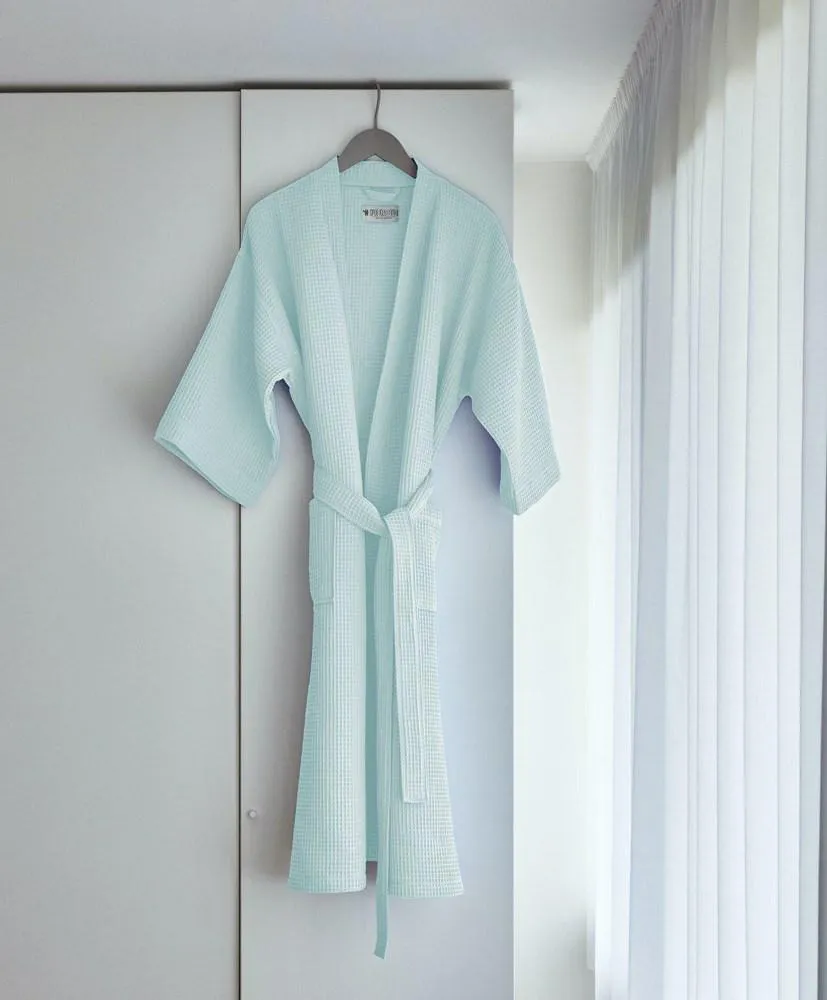 Szlafrok gofrowany miętowy L/XL bawełniany Kimono Gofer
