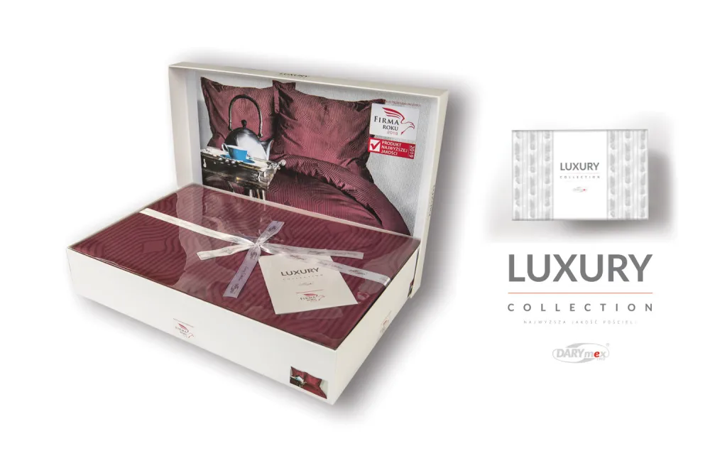 Pościel satynowa 160x200 Botilo Claret bordowa żakardowa Luxury Premium Darymex