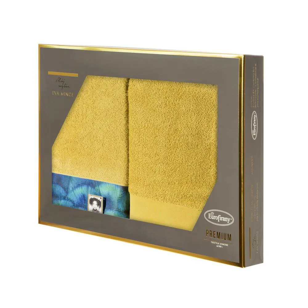 Komplet ręczników w pudełku Camila 2szt 70x140 musztardowy 500g/m2 frotte Eva Minge Eurofirany