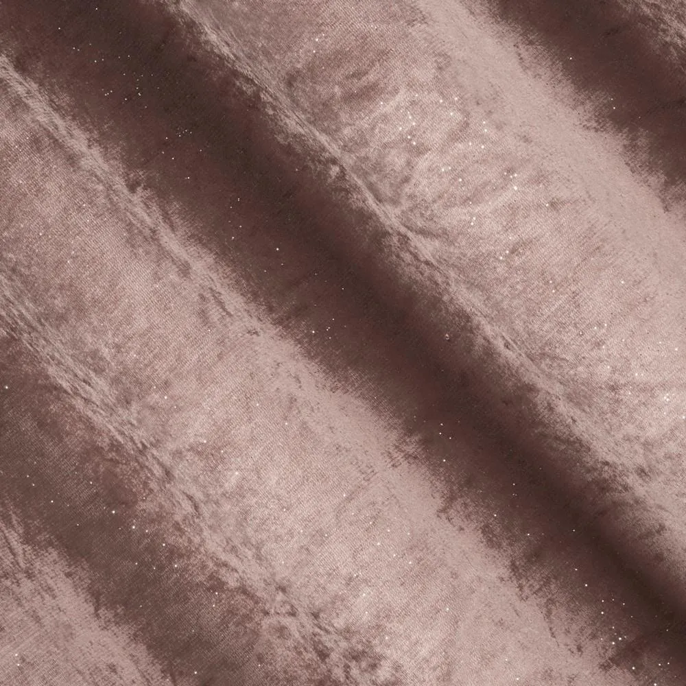 Zasłona gotowa na przelotkach 140x250 Elizia różowa pudrowa welwetowa zdobiona brokatem Eurofirany