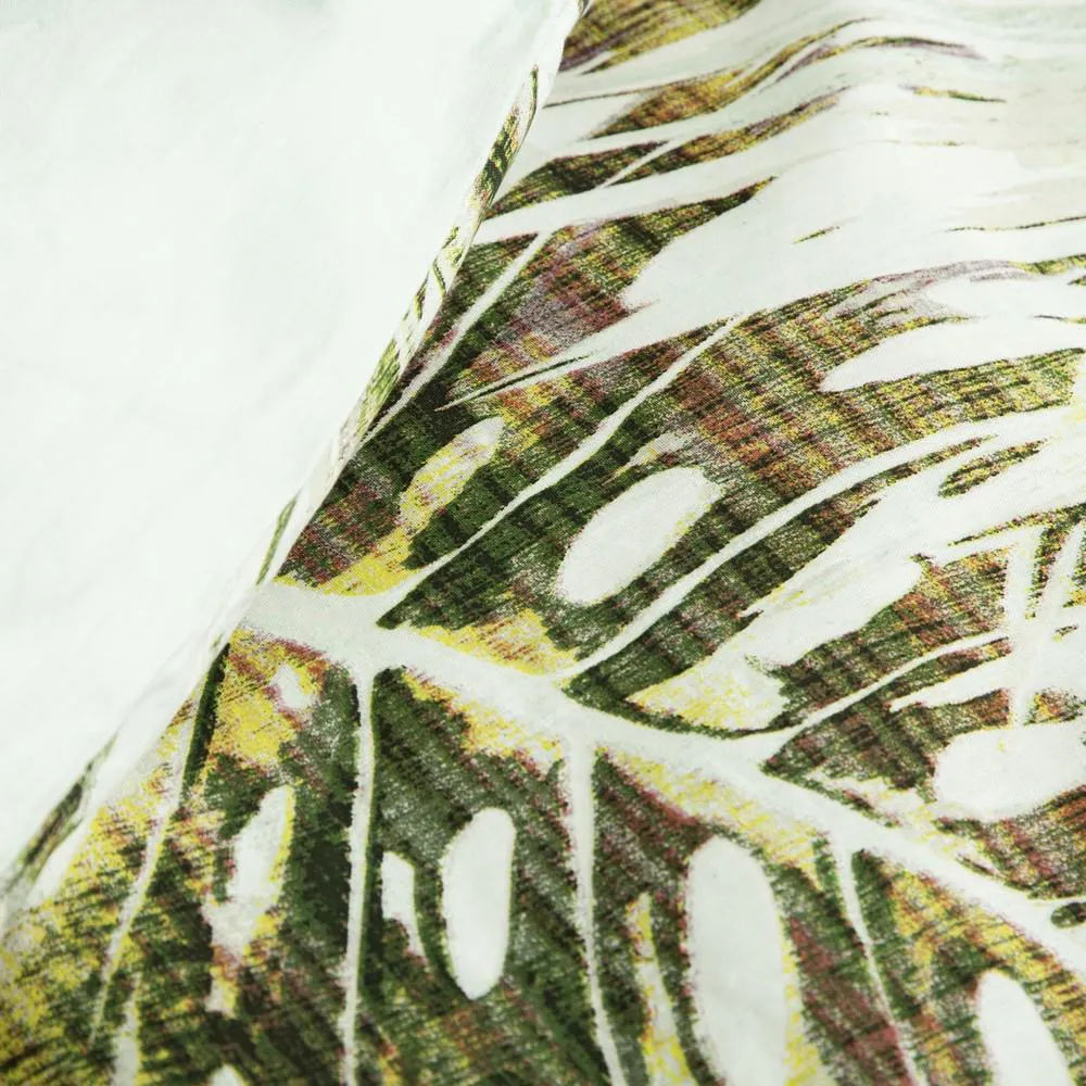 Pościel bawełniana 160x200 liście palmy monstery egzotyczna roślinna seledynowa zielona żółta Enrica