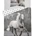 Pościel bawełniana 140x200 Koń w galopie szary 3627 A czarna biała 0142 konie konik młodzieżowa horse Holland Collection