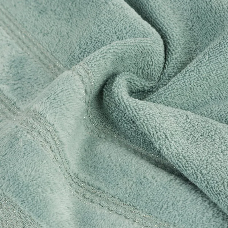 Ręcznik Glory 4 30x50 miętowy z welurową  bordiurą i błyszczącą nicią 500 g/m2 Eurofirany