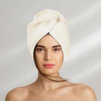 Turban do włosów Button kremowy kąpielowy ręcznik frotte