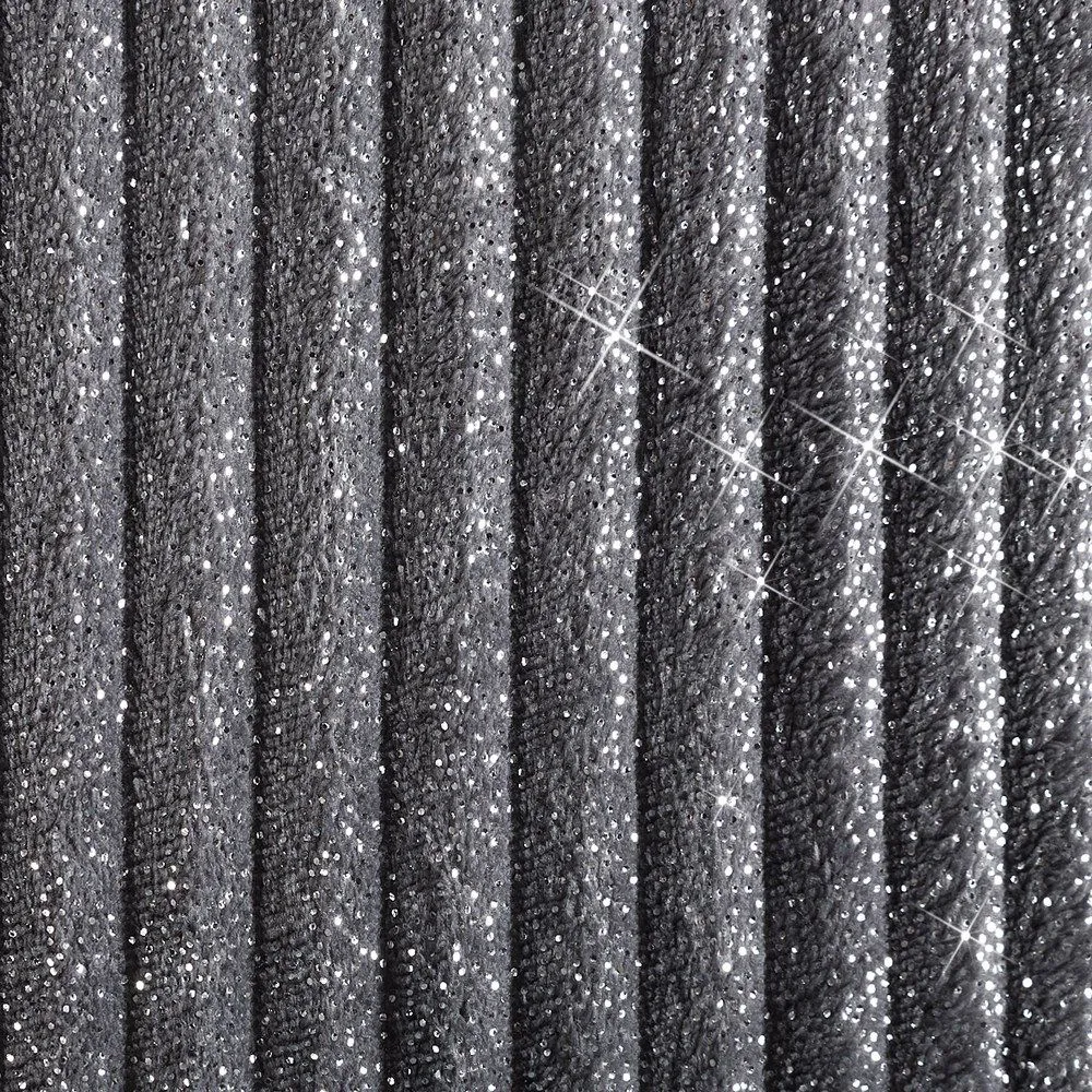 Koc narzuta z mikrofibry 200x220 Nila grafitowy z połyskującymi srebrnymi płatkami Eurofirany