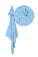 Okrycie kąpielowe niemowlęce 80x80 Robin niebieskie ptaszek TB0393_24 ręcznik frotte z kapturkiem