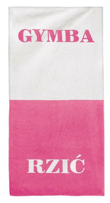 Ręcznik Gymba Rzić 80x160 biały różowy gadżet na prezent dla kobiet kąpielowy