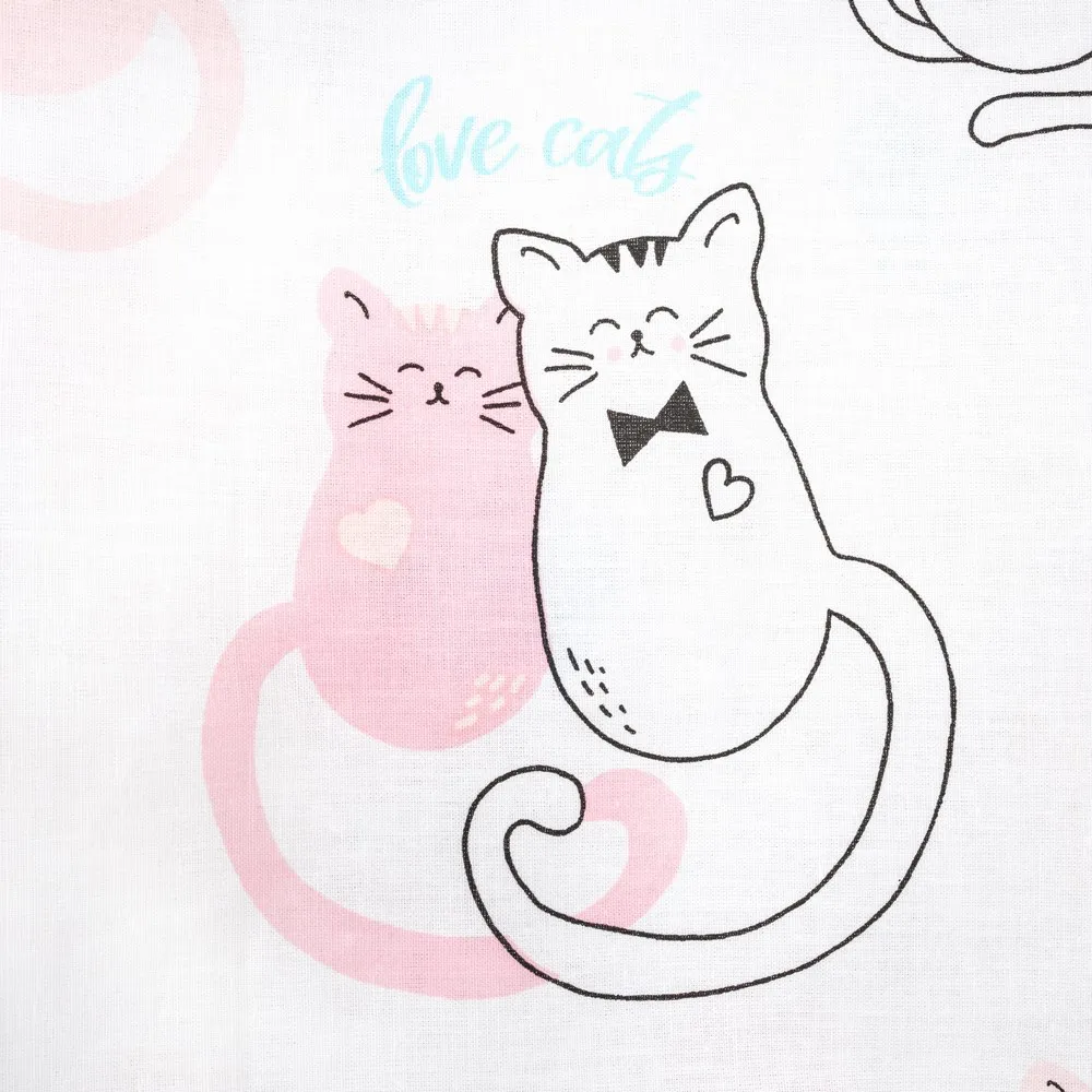 Pościel bawełniana 140x200 Kotki koty kot koteczki love cats biała niebieska różowa łososiowa Kitty młodzieżowa