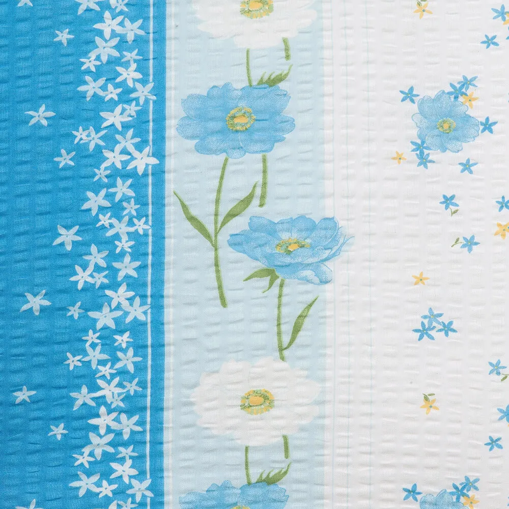 Pościel z kory 160x200 wzór 137/2 Kwiatki Niebiesko-Białe na guziki 100% bawełna gruba