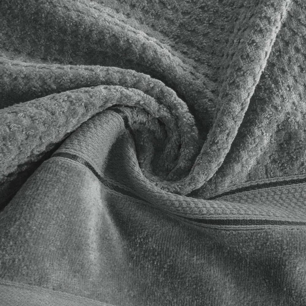 Ręcznik Jessi 30x50 stalowy 500g/m2 z fakturą wytłaczanej krateczki i welurową bordiurą frotte Eurofirany