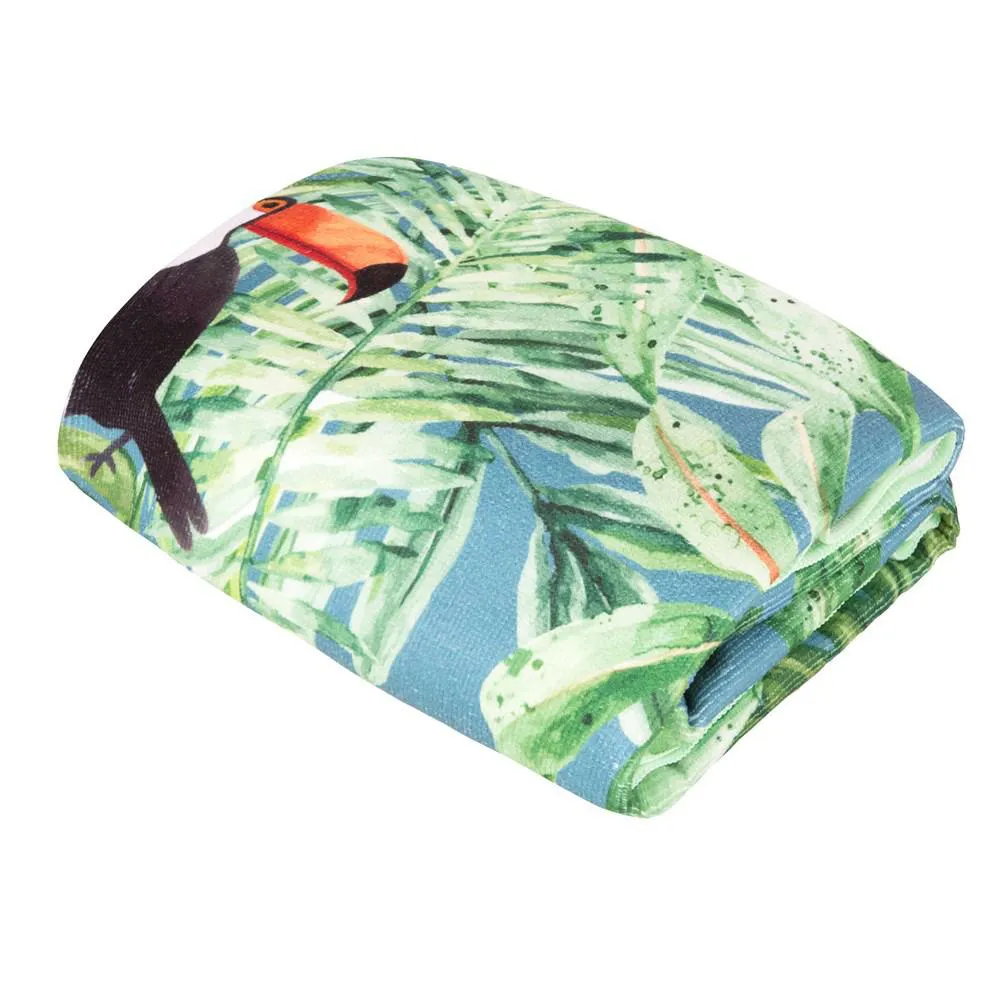 Ręcznik plażowy 80x160 Tropical Tukany liście zielony Eurofirany